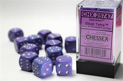 Chessex Speckled Silver Tetra - 12 w6 16mm