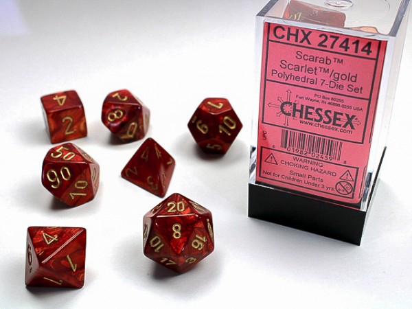 Chessex Scarab Scarlet w/ Gold - 7 w4-20