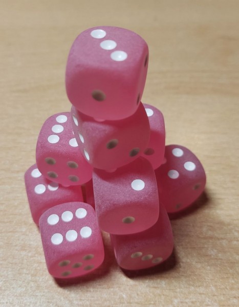 Chessex Frosted Pink w/ White - 12 w6 (16 mm)