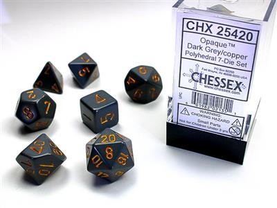 Chessex Opaque Dark Grey w/ Copper - 7 w4-w20