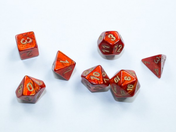 Chessex Mini Dice: Scarab Scarlet w/ Gold - 7 w4-20