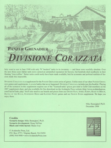 Panzer Grenadier: Divisione Corazzata