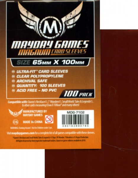 Mayday Games 100 Brown Sleeves (65x100 mm)