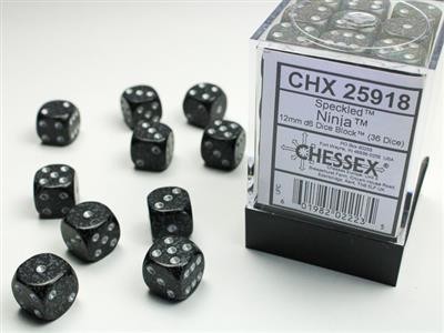 Chessex Speckled Ninja - 36 w6 (12mm)