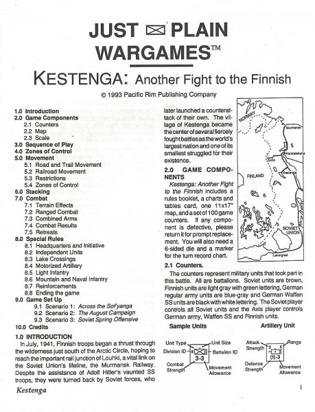 Just Plain Wargames: Kestenga 1941 - Another Fight to the Finnish