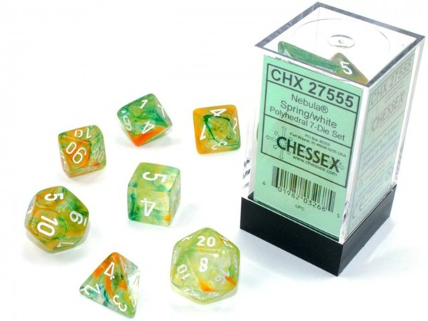 Chessex Nebula Spring w/ White Dice Set (7)