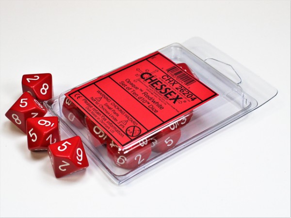 Chessex Opaque Red/white 10w10