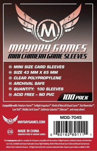 Mayday Games 100 Chimera Sleeves (43 x 65mm)