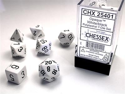 Chessex Opaque White w/ Black 7 w4-w20