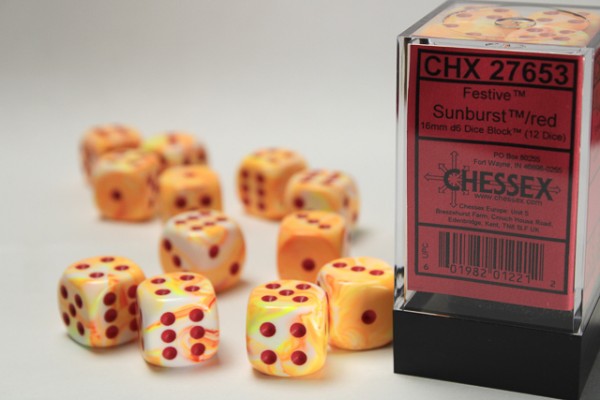 Chessex Festive Sunburst w/ Red 12w6 16mm