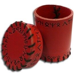 Q-Workshop: Red Runic Leather Cup