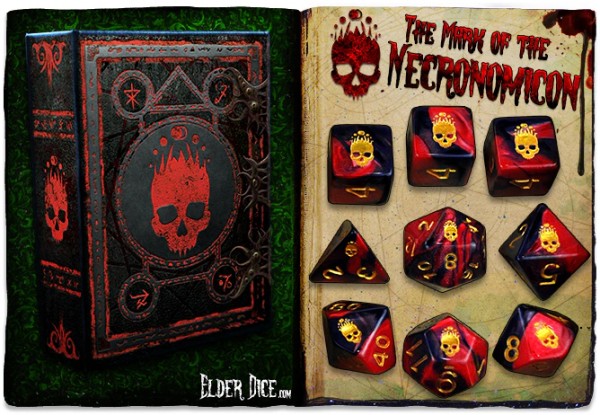 Elder Dice: Unspeakable Tomes - Mark of the Necronomicon (Black/Red) Boxed Polyhedral Set