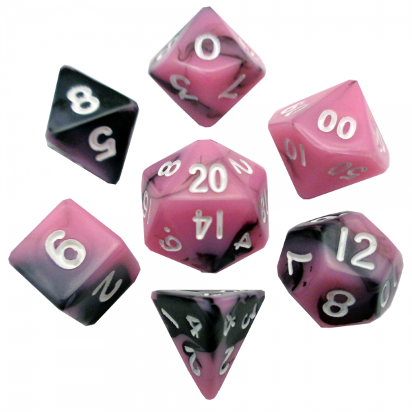 MDG: Mini Dice Marble Pink/Black w/ White