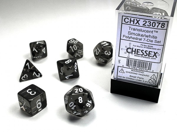 Chessex Translucent Smoke w/ White - 7 w4-20
