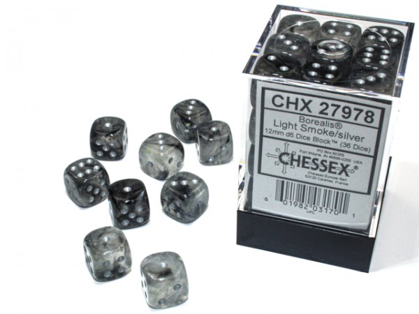 Chessex Borealis Light Smoke w/ Silver Luminary - 36 w6 (12 mm)