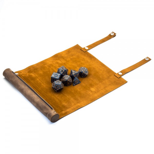 Roll Up Leatherette Dice Mat: Brown