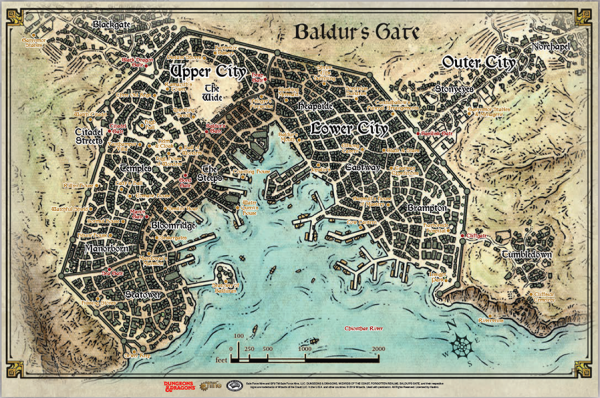 D&amp;D Baldur&#039;s Gate: Descent into Avernus - Baldur&#039;s Gate Map Map 23&#039;x17&#039;