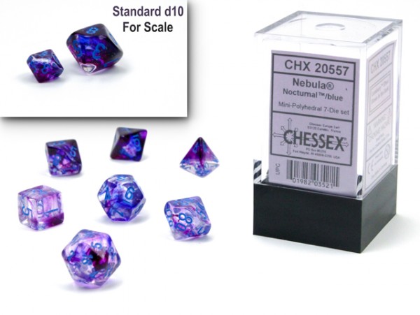 Chessex Mini Dice: Nebula Nocturnal w/ Blue Luminary - 7 w4-20