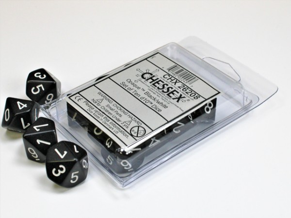 Chessex Opaque Black/white 10w10