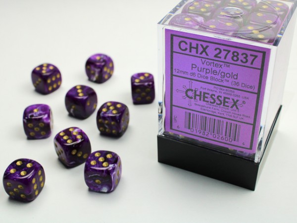 Chessex Vortex Purple w/ Gold - 36 w6 (12mm)