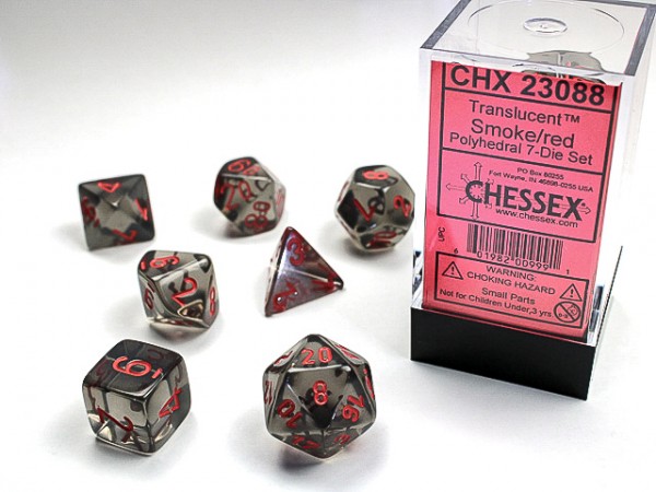 Chessex Translucent Smoke w/ Red - 7 w4-20
