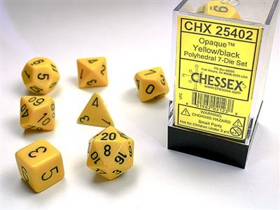 Chessex Opaque Yellow w/ Black 7 w4-w20