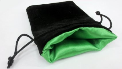 Dice Bag Koplow: Black Velvet / Green Satin Lining (small)