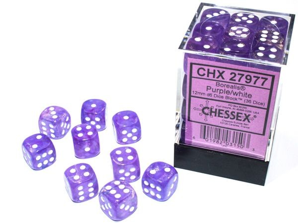 Chessex Borealis Purple w/ White Luminary - 36 w 6