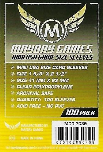 Mayday Games 100 Mini USA Sleeves (41 x 63mm)