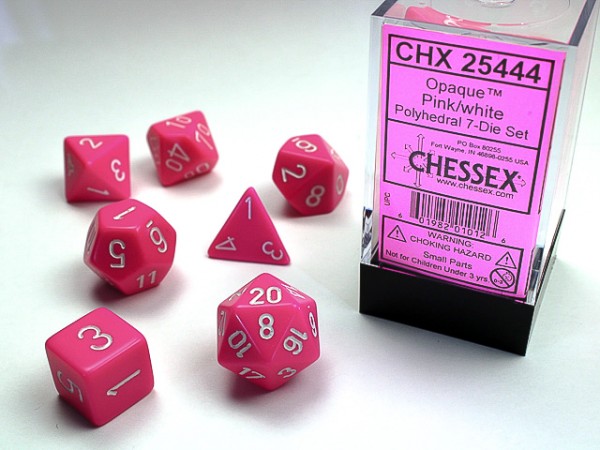 Chessex Opaque Pink w/ White - 7 w4-20