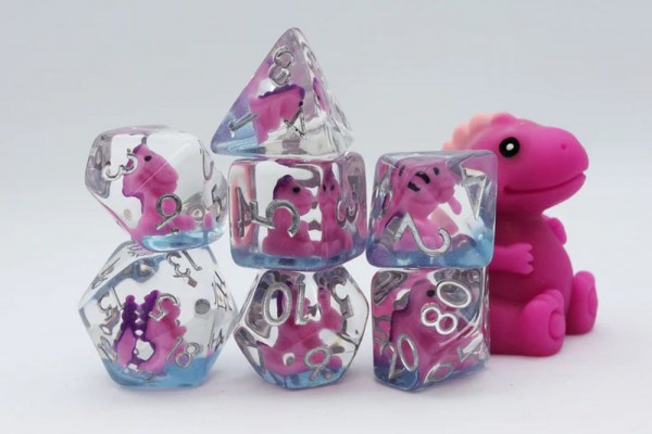 Foam Brain Games: Pink T-Rex Polyhedral Dice Set