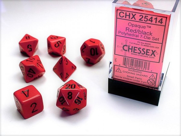 Chessex Opaque Red w/ Black 7 w4-w20
