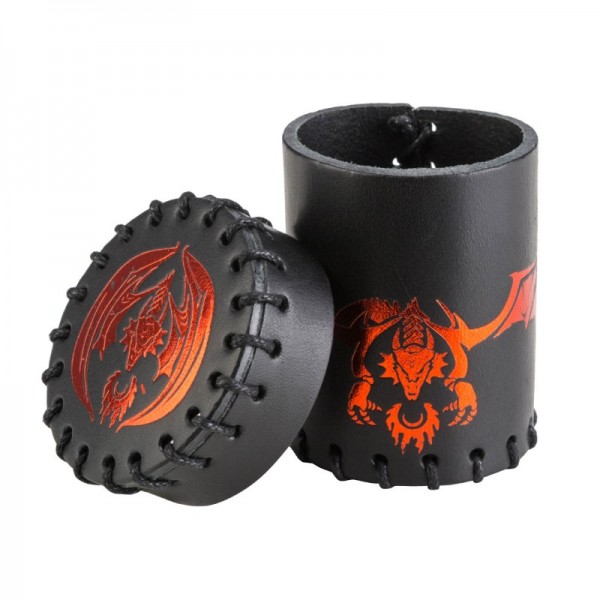 Q-Workshop: Leather Dice Cup - Flying Dragon Black &amp; Red