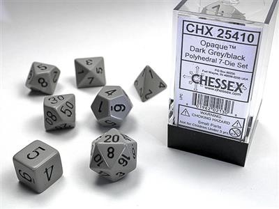 Chessex Opaque Dark Grey w/ Black 7 w4-w20
