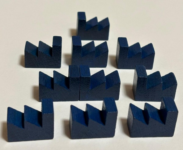 Spielsteine / Meeples Set: Fabrik blau