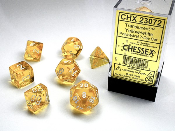 Chessex Translucent Yellow w/ White (various sizes)