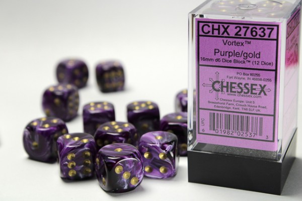Chessex Vortex Purple/gold - 12 w6 (16mm)