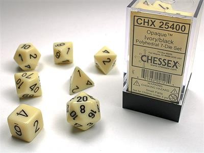 Chessex Opaque Ivory w/ Black 7 w4-w20