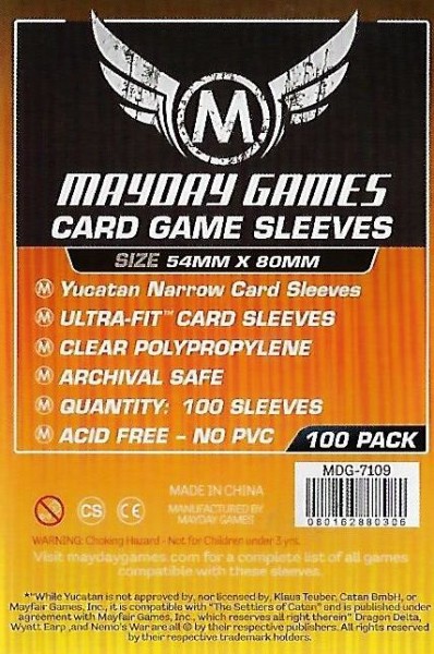 Mayday Games 100 Sleeves Clear Yucatan Narrow Card (54 x 80mm)