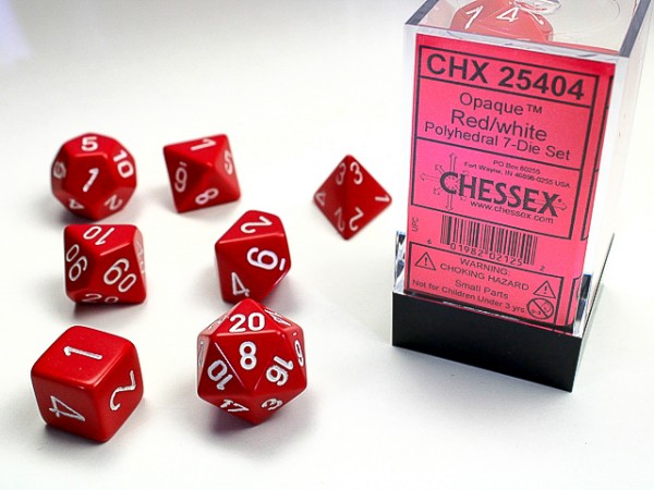 Chessex Opaque Red w/ White 7 w4-w20