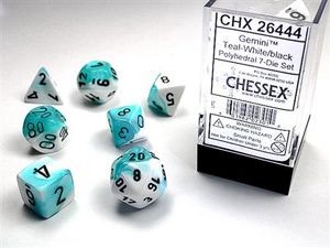 Chessex Gemini Teal-White w/ Black - Polyhedral