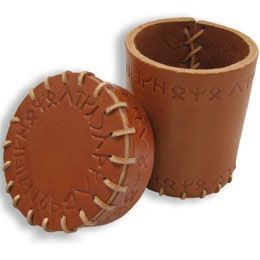 Q-Workshop: Leather Dice Cup - Brown Runic