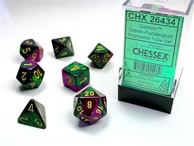 Chessex Gemini Green Purple w/ Gold - Polyhedral