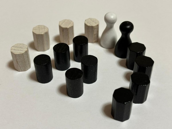Spielsteine / Meeples Set: schwarz und weiss (3 Varianten)
