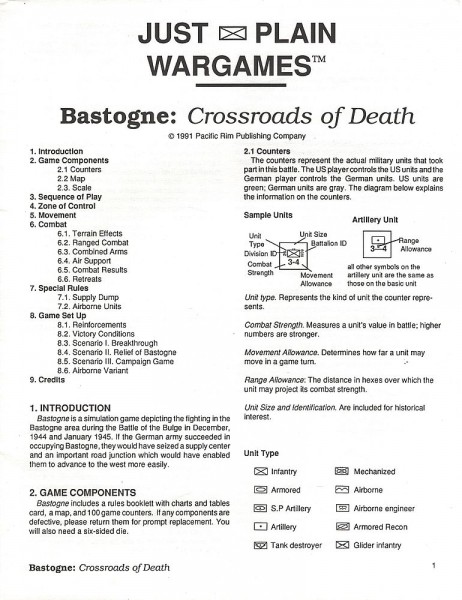 Just Plain Wargames: Bastogne - Crossroads of Death, 1944