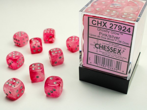 Chessex Ghostly Glow Pink/silver - 36 w6 (12mm)