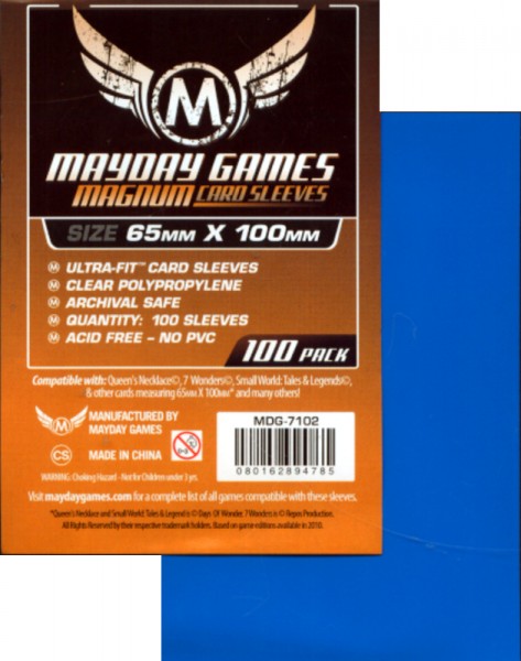 Mayday Games 100 Blue Sleeves (65x100mm)
