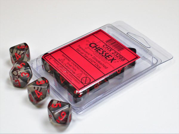 Chessex Translucent Smoke/red 10w10