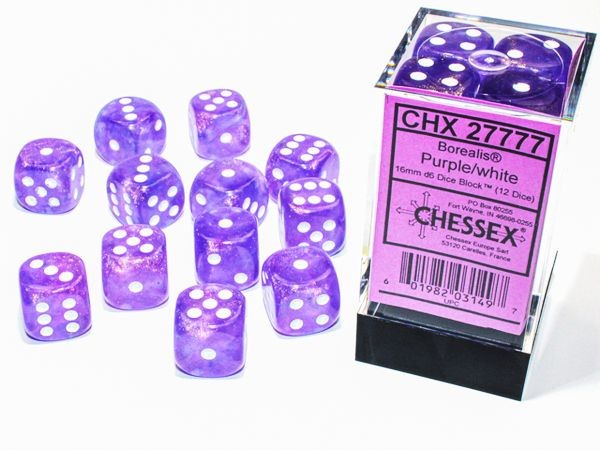 Chessex Borealis Purple w/ White Luminary - 12 w 6