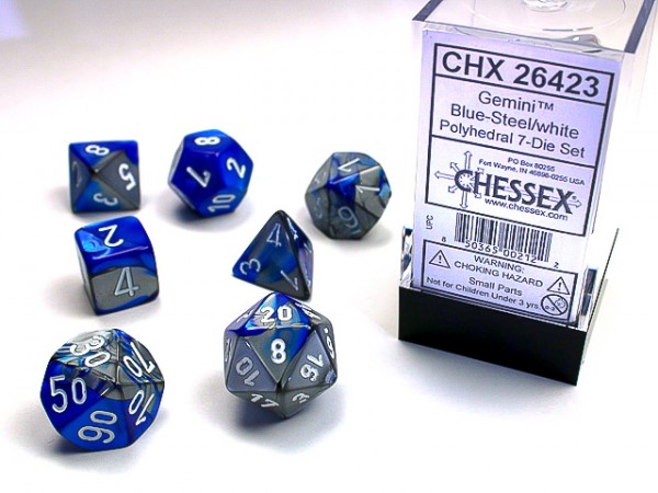 Chessex Gemini Blue Steel w/ White - 7 w4-20